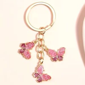 Pink and Purple Butterfly Keychain New